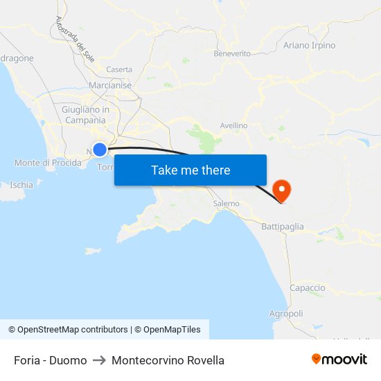 Foria - Duomo to Montecorvino Rovella map
