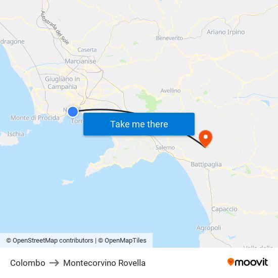 Colombo to Montecorvino Rovella map