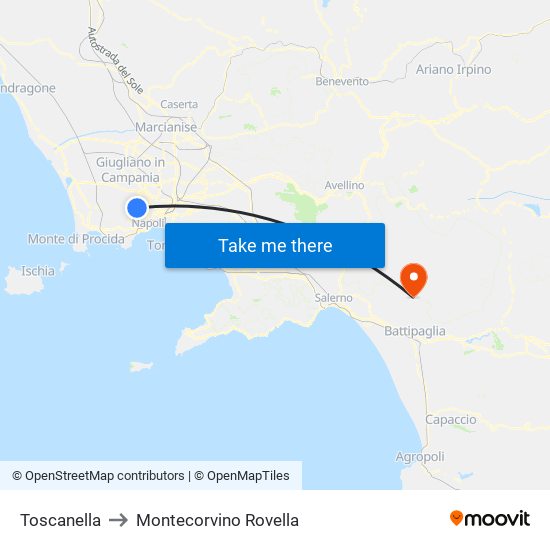 Toscanella to Montecorvino Rovella map