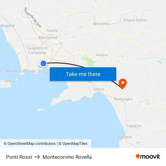 Ponti Rossi to Montecorvino Rovella map