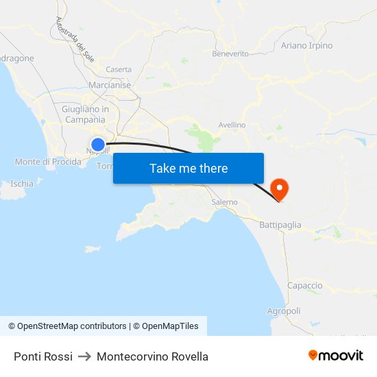 Ponti Rossi to Montecorvino Rovella map