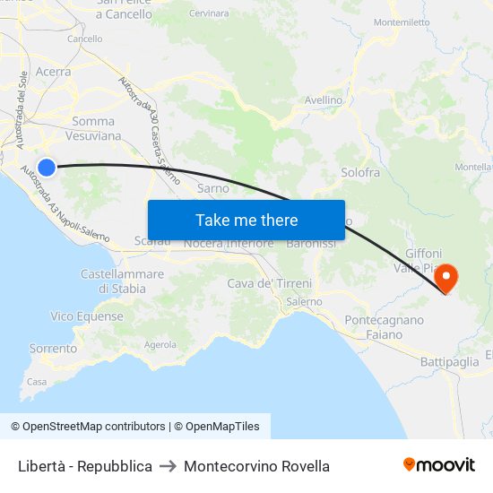 Libertà - Repubblica to Montecorvino Rovella map