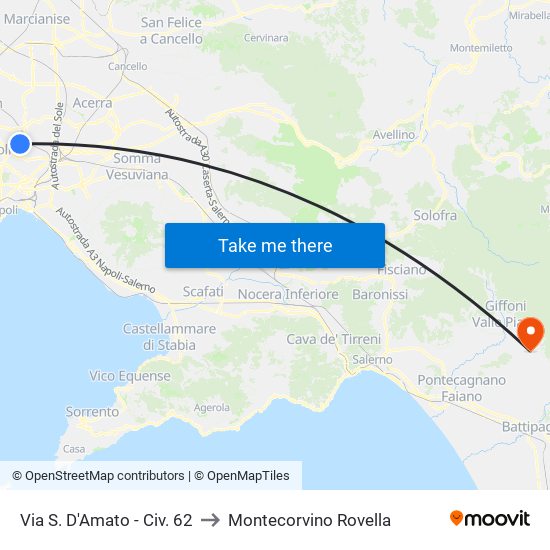 Via S. D'Amato - Civ. 62 to Montecorvino Rovella map