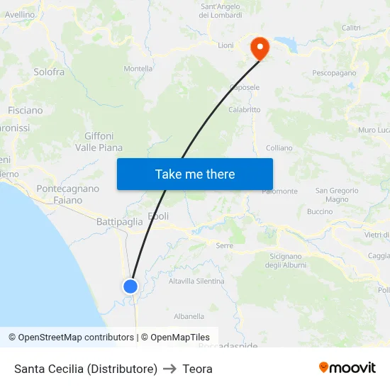 Santa Cecilia (Gas Station) to Teora map