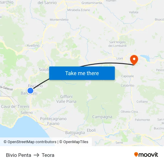 Penta Junction to Teora map