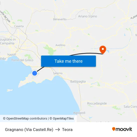 Gragnano (Castellammare Road) to Teora map