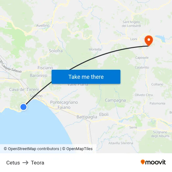 Cetus to Teora map