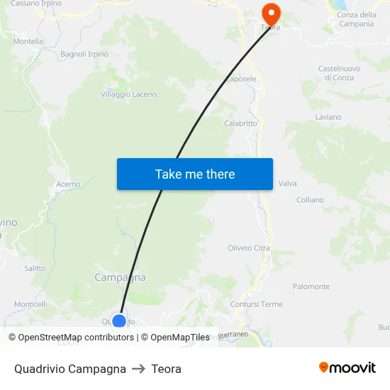 Campagna Crossroads to Teora map