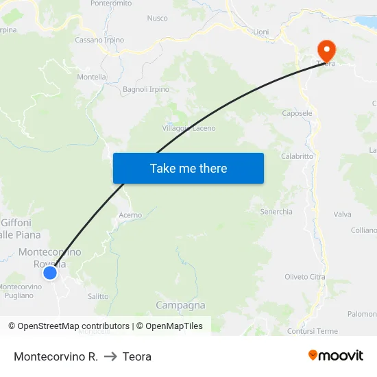 Montecorvino R. to Teora map