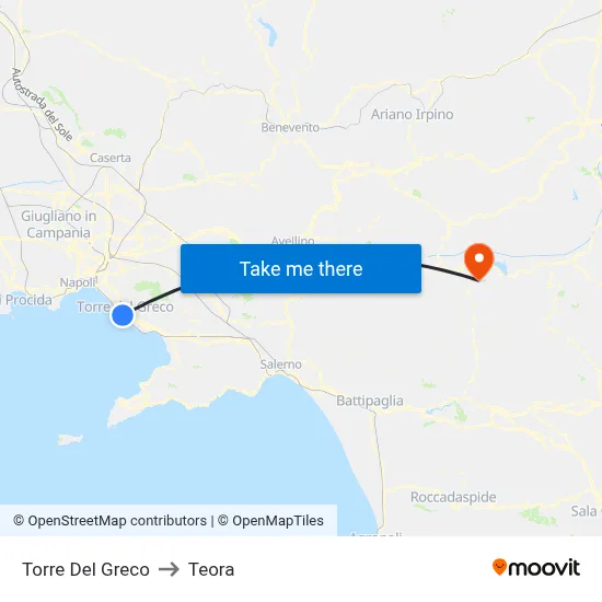 Torre Del Greco to Teora map