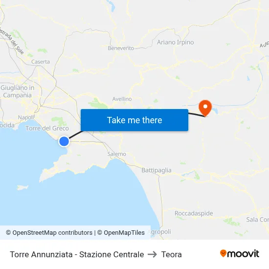 Torre Annunziata - P.za Risorgimento (Fs) to Teora map