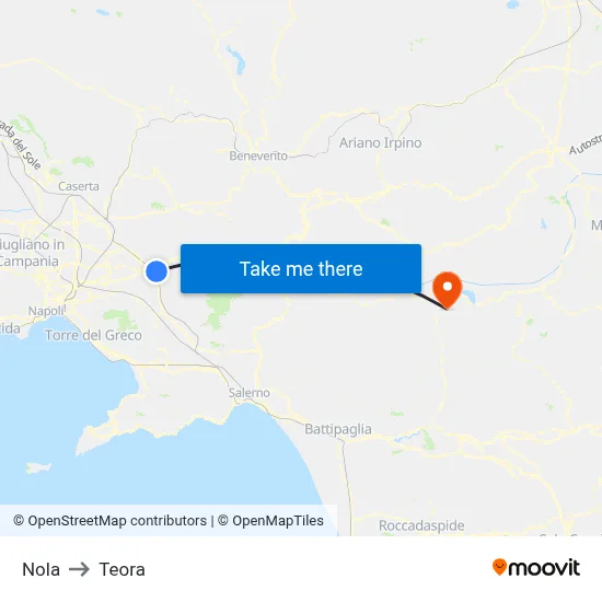 Nola to Teora map