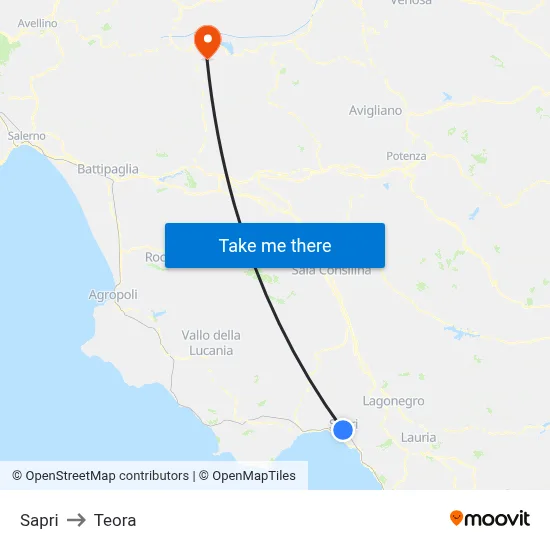 Sapri to Teora map