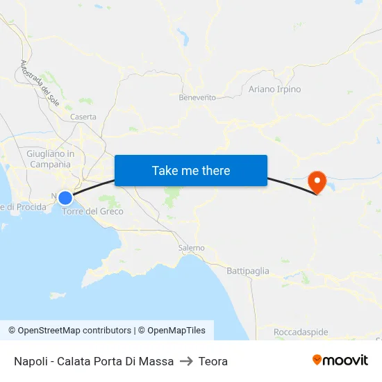 Napoli - Calata Porta Di Massa to Teora map