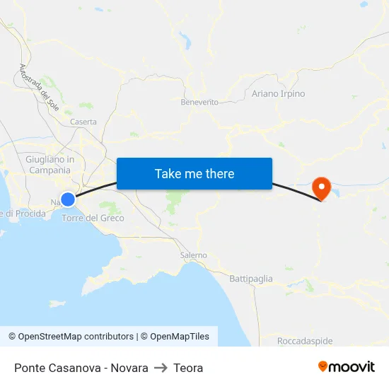 Casanova Bridge - Novara to Teora map