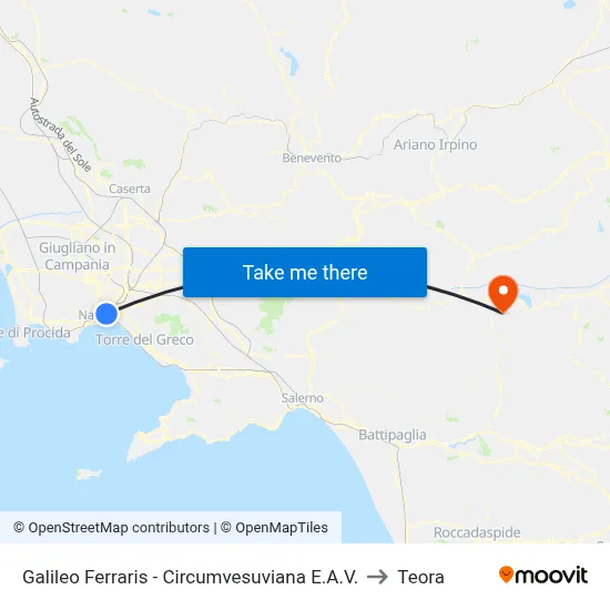 Galileo Ferraris - Circumvesuviana EAV to Teora map