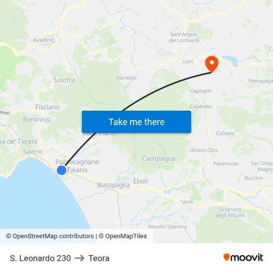San Leonardo 230 to Teora map