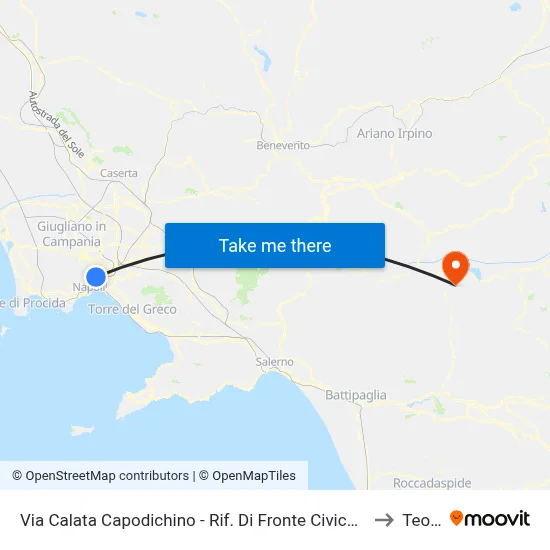 Calata Capodichino Street - Opposite No. 6 to Teora map