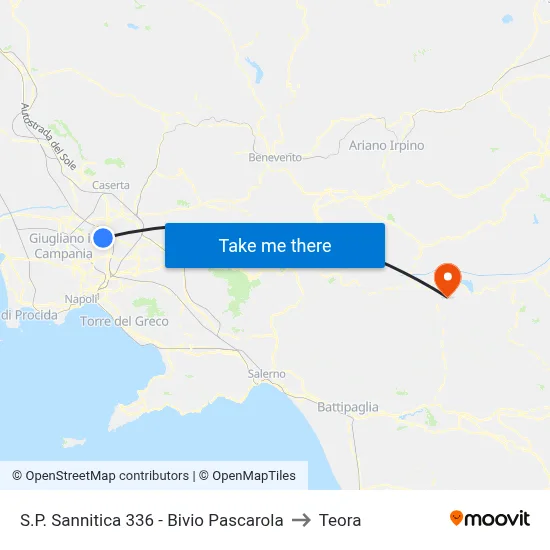 S.P. Sannitica 336 - Pascarola Junction to Teora map