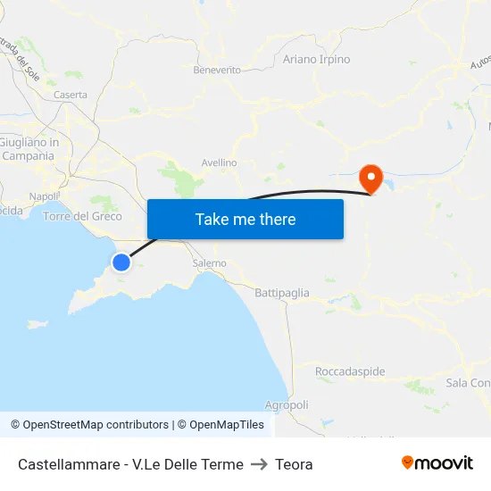 Castellammare - V.Le Delle Terme to Teora map