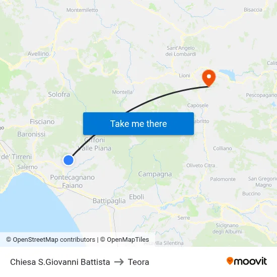 St. John The Baptist Church to Teora map