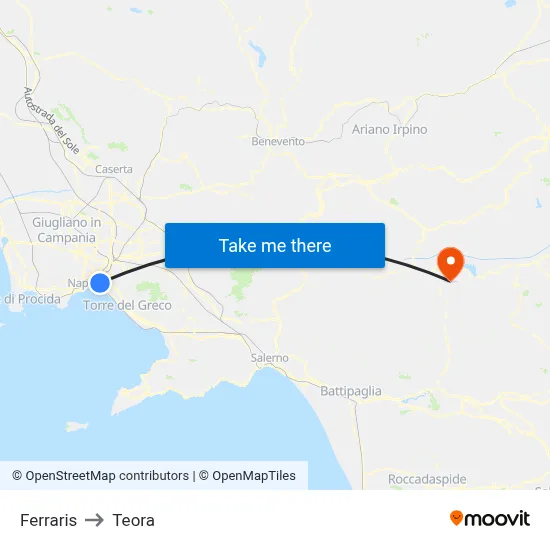 Ferraris to Teora map