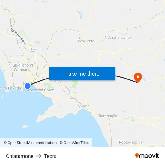 Chiatamone to Teora map