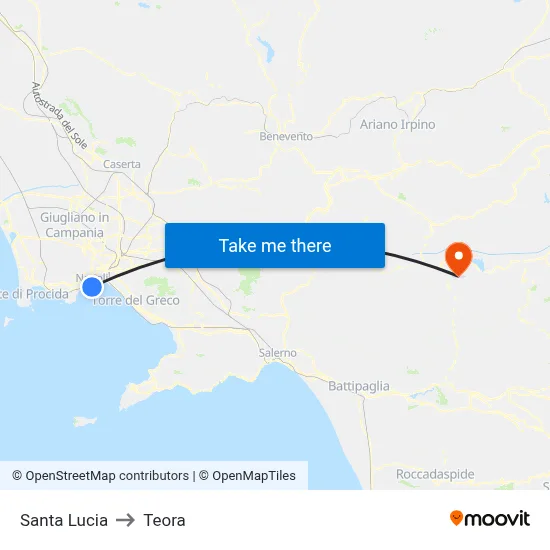 Saint Lucy to Teora map