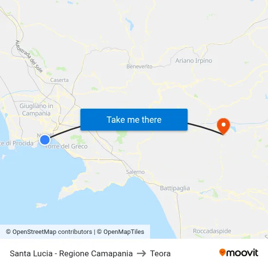 Santa Lucia - Campania Region to Teora map