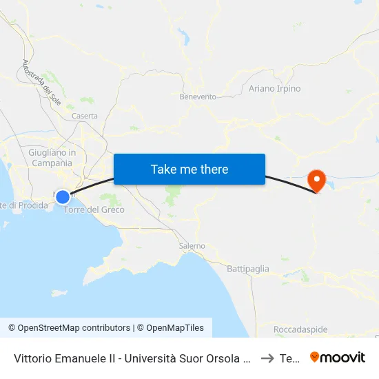 Victor Emmanuel II - Suor Orsola Benincasa University to Teora map