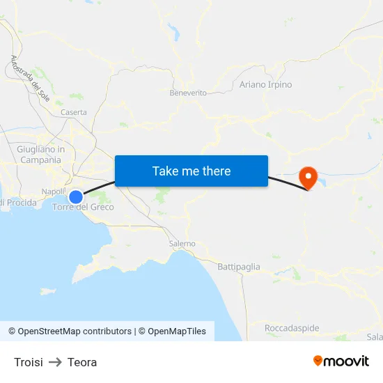 Troisi to Teora map