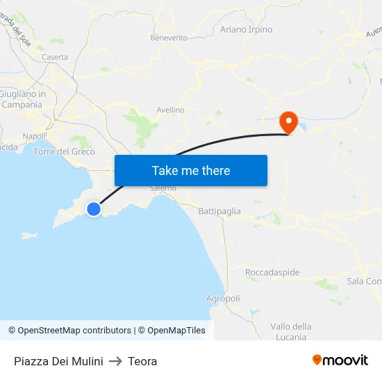 Mills Square to Teora map