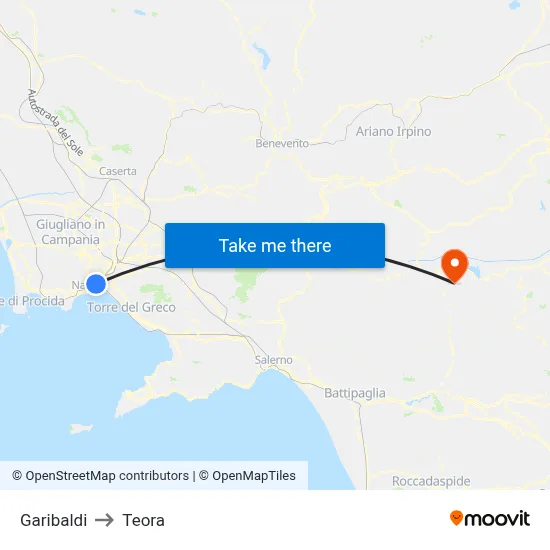 Garibaldi to Teora map