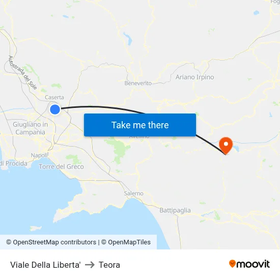 Libertà - Carozza to Teora map