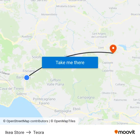 Ikea Store to Teora map