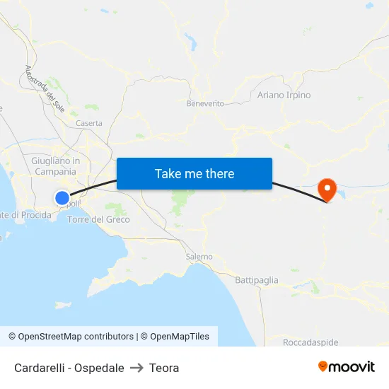 Cardarelli - Hospital to Teora map