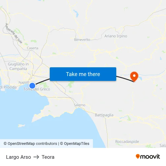 Largo Arso to Teora map