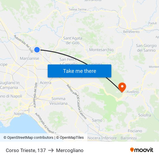 Corso Trieste, 137 to Mercogliano map