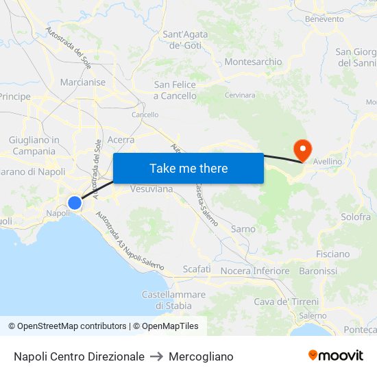 Napoli Centro Direzionale to Mercogliano map
