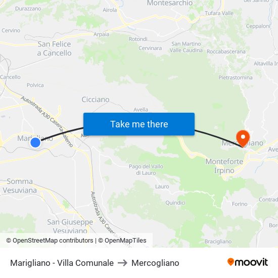 Marigliano - Villa Comunale to Mercogliano map