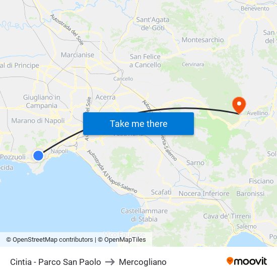 Cintia - Parco San Paolo to Mercogliano map