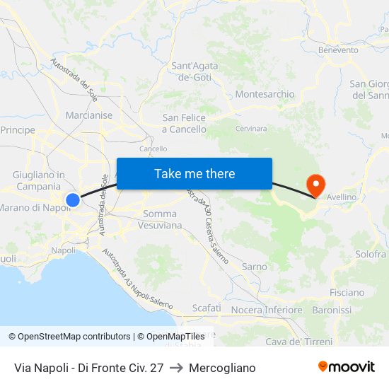 Via Napoli - Di Fronte Civ. 27 to Mercogliano map