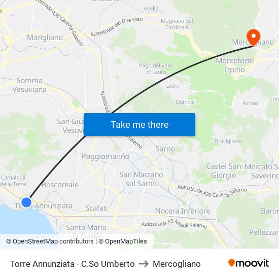 Torre Annunziata - C.So Umberto to Mercogliano map