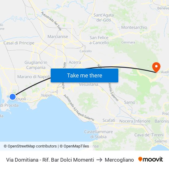 Via Domitiana - Rif. Bar Dolci Momenti to Mercogliano map