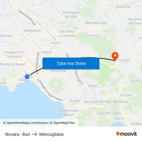 Novara - Bari to Mercogliano map