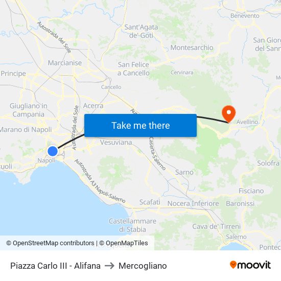 Piazza Carlo III - Alifana to Mercogliano map