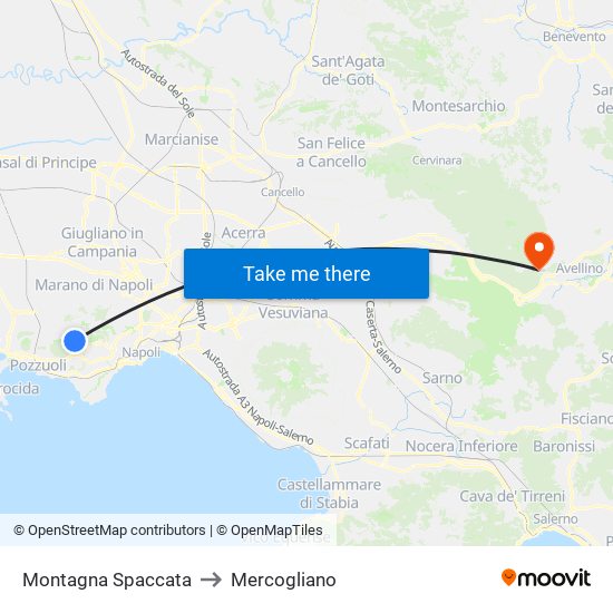 Montagna Spaccata to Mercogliano map