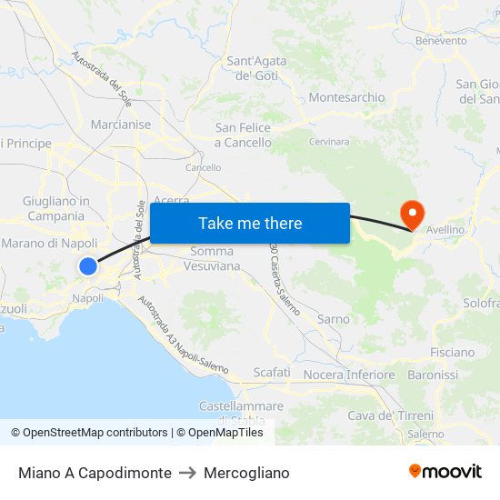 Miano A Capodimonte to Mercogliano map