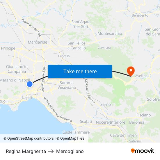 Regina Margherita to Mercogliano map