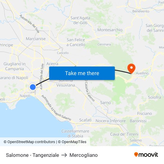 Salomone - Tangenziale to Mercogliano map